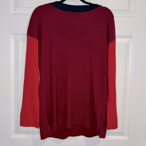Vince Camuto Women's Colorblock Long Sleeve Knit Sweater - Red - Size Large - Picture 2 of 8